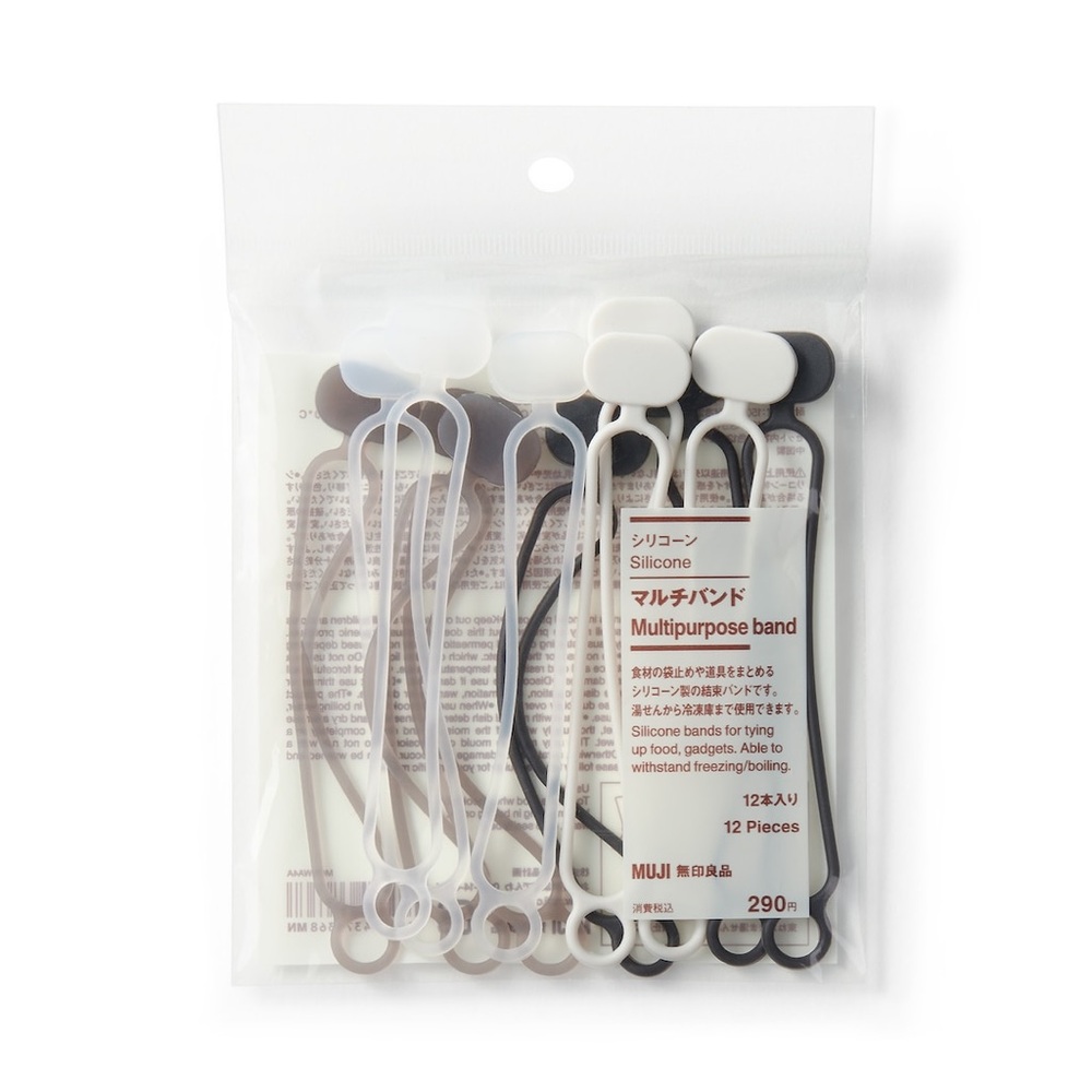 Muji Silicone Rubber Bands in Black/White/Clear Color_12 Pieces_NWT